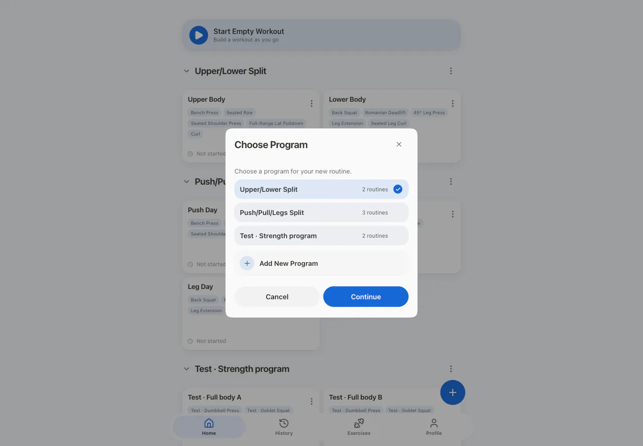 Choose Program Modal in the Web app, light appearance