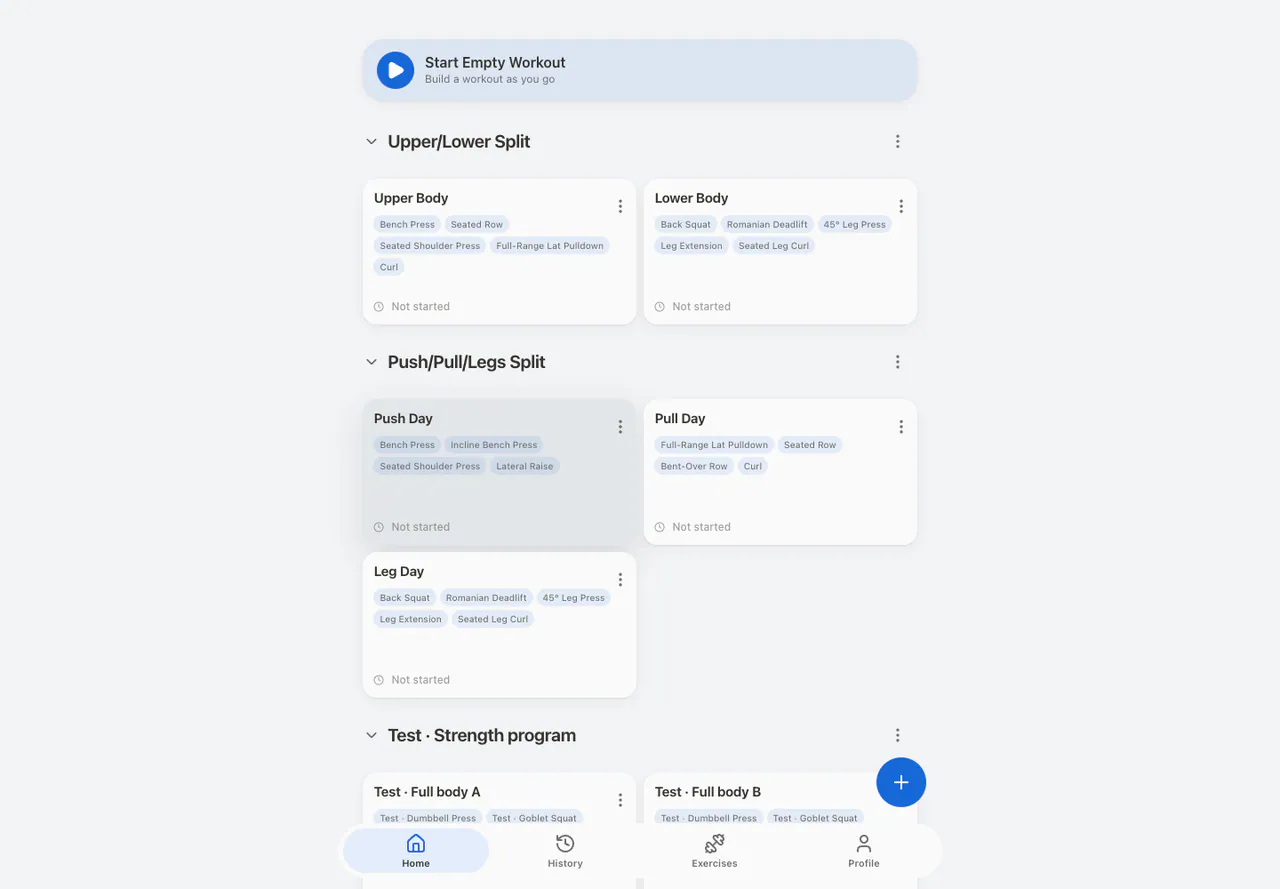 Home in the Web app, light appearance