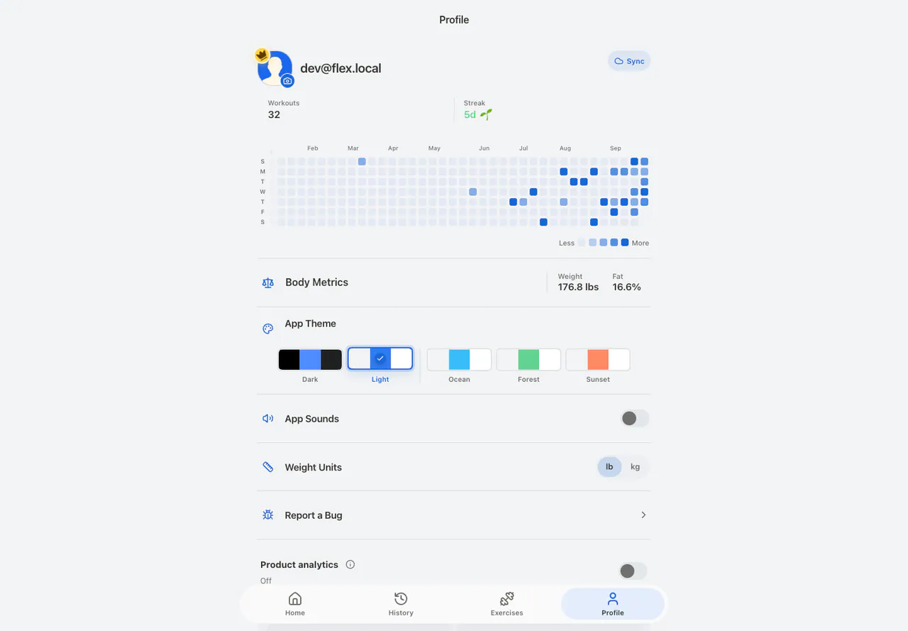 Cloud Sync Settings in the Web app, light appearance